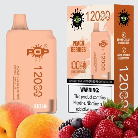 POP HIT 12000 PUFFS DISPOSABLE VAPE PEACH BERRY