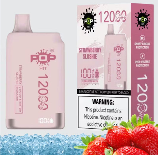 POP HIT 12000 PUFFS DISPOSABLE VAPE STRAWBERRY SLUSHY