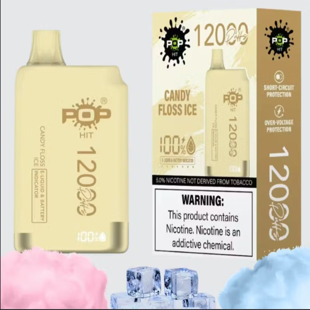 POP HIT 12000 PUFFS DISPOSABLE VAPE CANDY FLOSS ICE