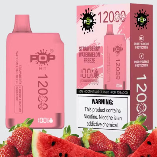 POP HIT 12000 PUFFS DISPOSABLE VAPE STRAWBERRY WATERMELON FREEZE