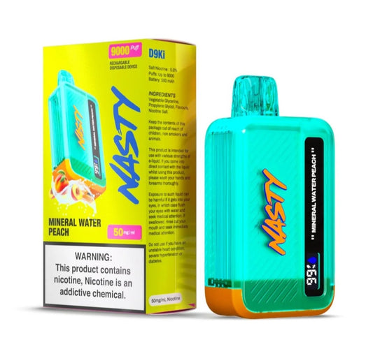 NASTY 9000 PUFFS DISPOSABLE VAPE MINERAL WATER PEACH