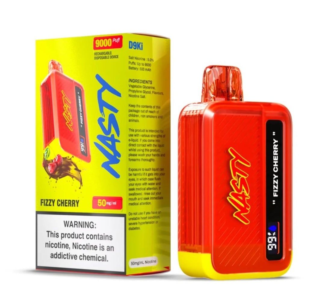 NASTY 9000 PUFFS DISPOSABLE VAPE FIZZY CHERRY